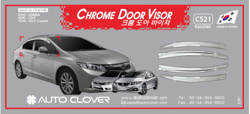 AUTOCLOVER CHROME DOOR VISOR SET FOR HONDA CIVIC 2012